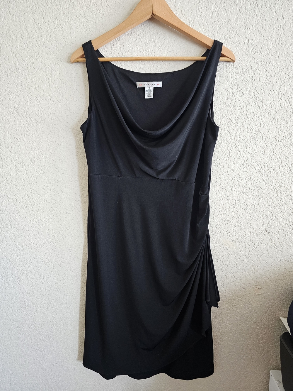 Black Cowl Neck Ruched Sleeveless Dress Cocktail Dress